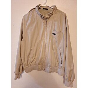 MEMBERS ONLY Racer Jacket Men L Beige Zip Vintage Windbreaker Classic Brown